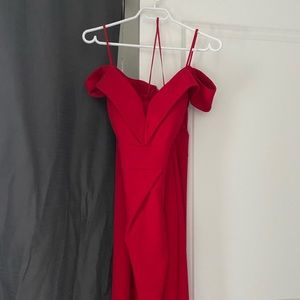 Haute couture red prom dress